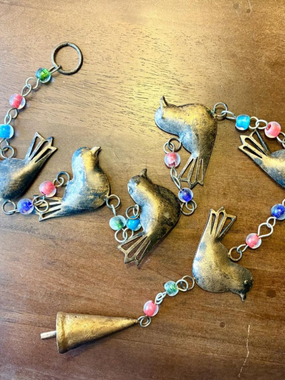 Vintage Birds & Beads Hanging Bell